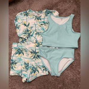 Old Navy Girls 4 Piece Swimsuit Set Size 6-7